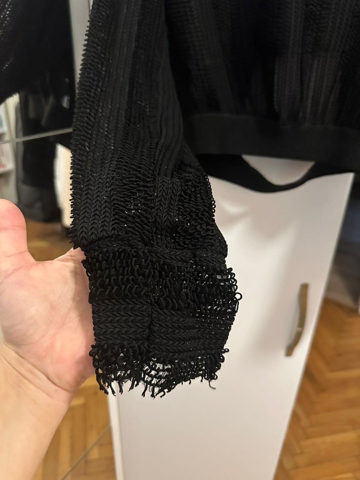 Siyah Örgü Uzun Kollu Kadın Kazak - Görsel 3