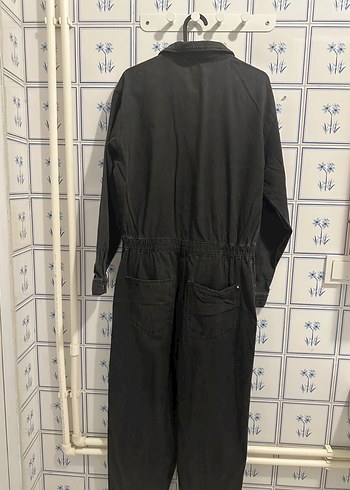 Kadın Siyah Denim Tulum, Uzun Kollu, Midi Boy - Görsel 7