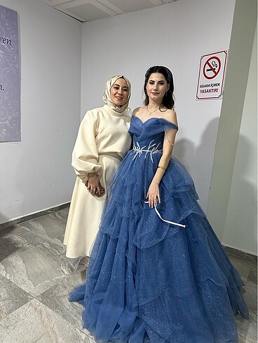 34 Beden mavi Renk Nişanlık