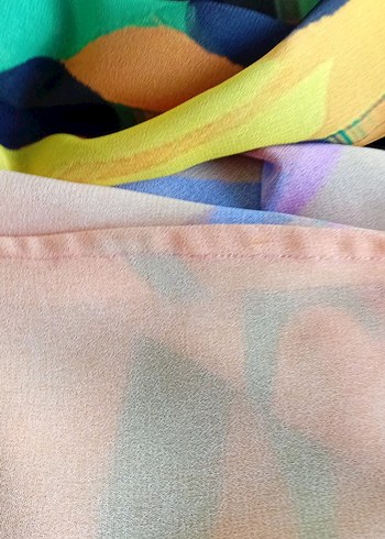 Renkli Baskılı şifon  Uzun Bohem Kadın Pareo46/48/50 - Görsel 7