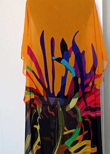 Renkli Baskılı şifon  Uzun Bohem Kadın Pareo46/48/50 - Görsel 6