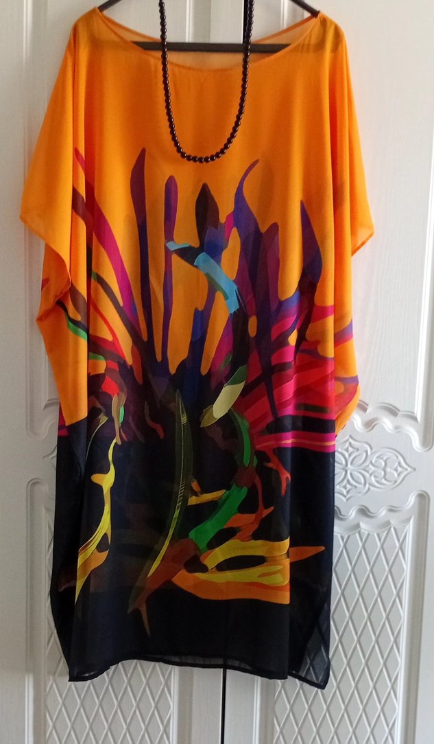 Renkli Baskılı şifon  Uzun Bohem Kadın Pareo46/48/50 - Görsel 4