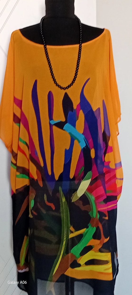 Renkli Baskılı şifon  Uzun Bohem Kadın Pareo46/48/50 - Görsel 5