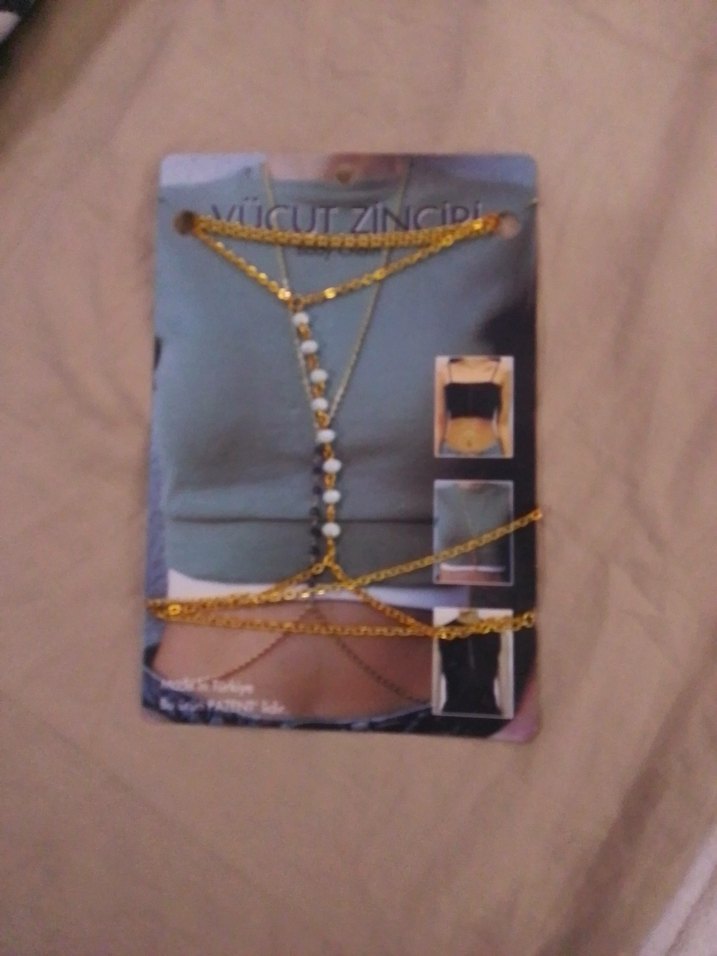 Altın Renk Zincir Detaylı Gotik Vücut Zinciri - Görsel 2