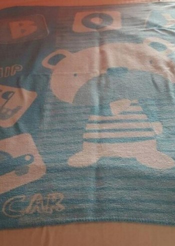 Çocuklar için renkli baskılı mavi battaniye - Görsel 5