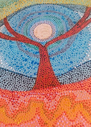 el yaptığım Çok Renkli Nokta Desenli Soyut Tablo - Görsel 2