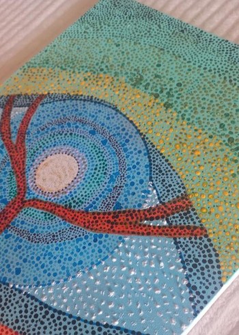 el yaptığım Çok Renkli Nokta Desenli Soyut Tablo - Görsel 3