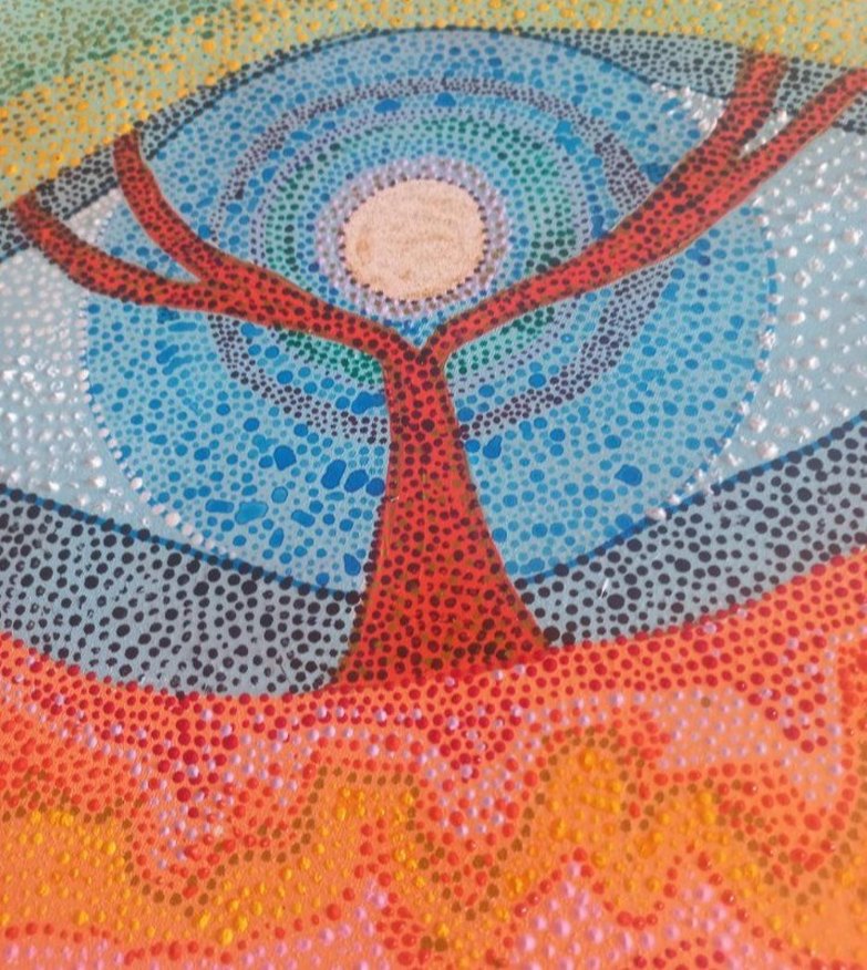 el yaptığım Çok Renkli Nokta Desenli Soyut Tablo - Görsel 2