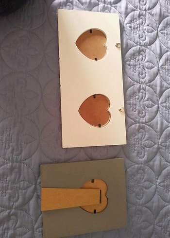 Bej Gri Kalp Desenli Fotoğraf Çerçevesi - Görsel 4