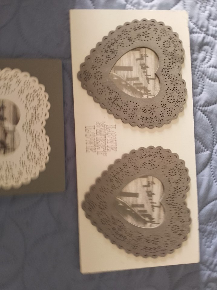 Bej Gri Kalp Desenli Fotoğraf Çerçevesi - Görsel 3