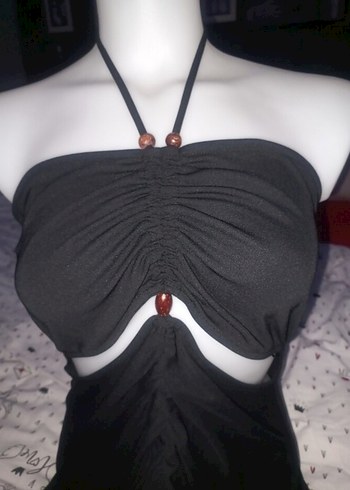 l Beden siyah Renk Siyah Straplez Gotik Uzun Elbise