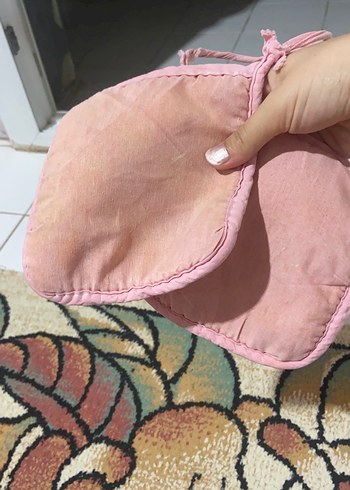 Pembe bağlama desenli fırın eldiveni