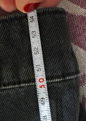 füme siyah Düğmeli oversize Kadın Denim Ceket - Görsel 8
