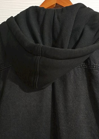 füme siyah Düğmeli oversize Kadın Denim Ceket - Görsel 4