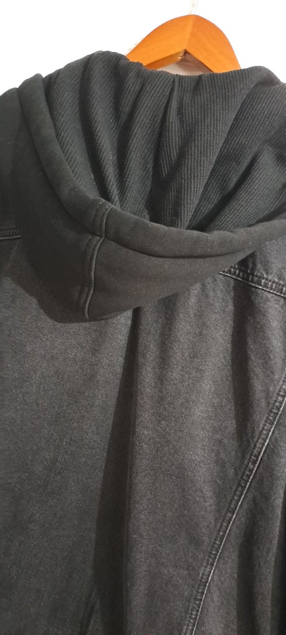 füme siyah Düğmeli oversize Kadın Denim Ceket - Görsel 3