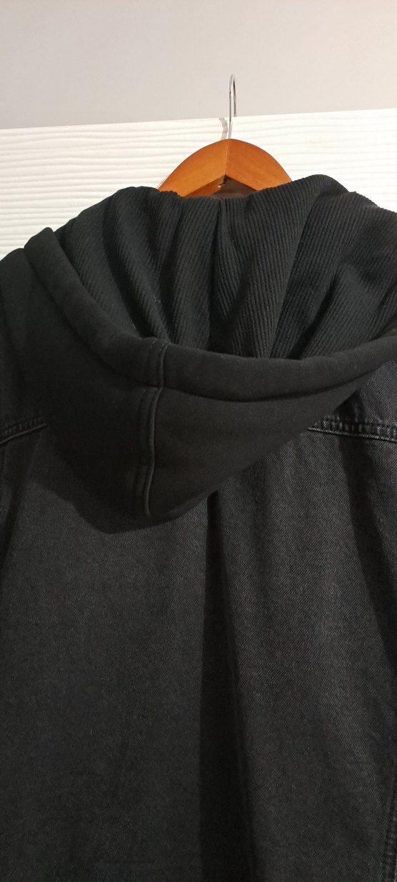 füme siyah Düğmeli oversize Kadın Denim Ceket - Görsel 4