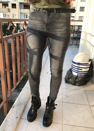 27 Beden gri Renk Koton marka pantolon yüksek bel