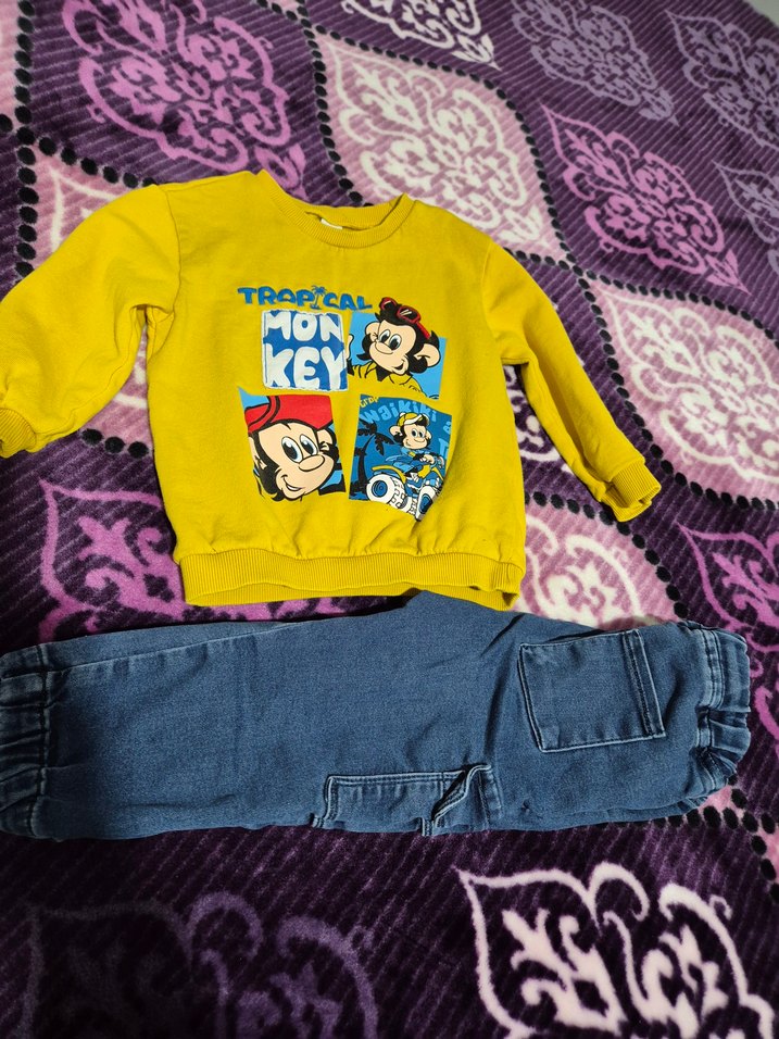 Sarı Uzun Kollu Bebek Erkek Takım - Görsel 2