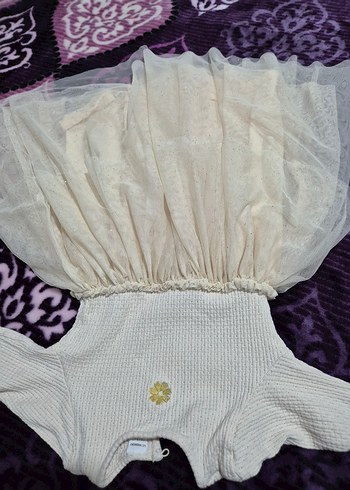 Uzun Kollu Beyaz Nakışlı Kız Elbisesi - Görsel 4