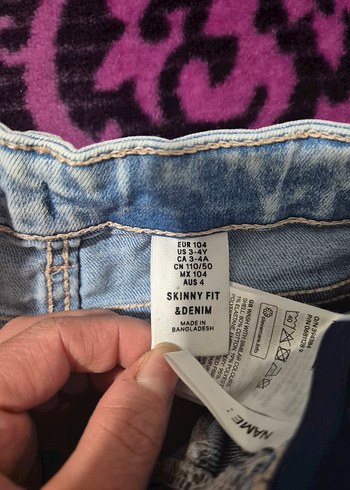 Kız Çocuk Mavi Bağcıklı Denim Pantolon - Görsel 3