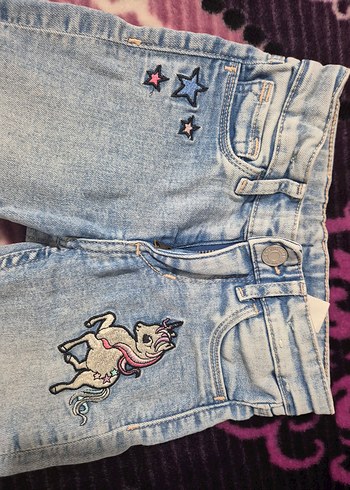 Kız Çocuk Mavi Bağcıklı Denim Pantolon - Görsel 2