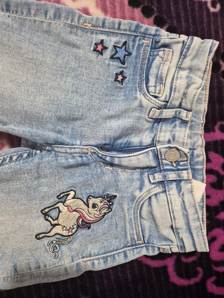 Kız Çocuk Mavi Bağcıklı Denim Pantolon - Görsel 2