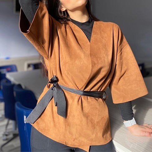 Süet Kimono Tarzı Ceket