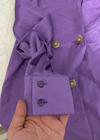 Zara Düğmeli Mor Saten Gömlek