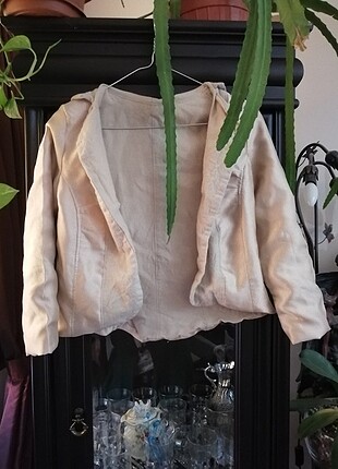 Kadın krem rengi crop ceket