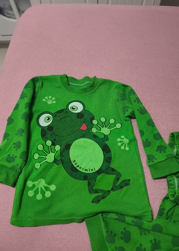 18-24 Ay Beden yeşil Renk Erkek Çocuk Renkli Baskılı Pijama Takımı
