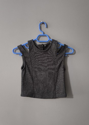 Kadın Gri Kısa Crop Top