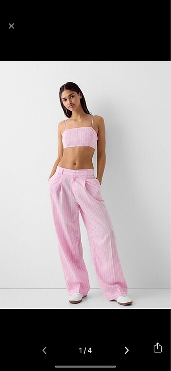 Çizgili wide leg pantolon