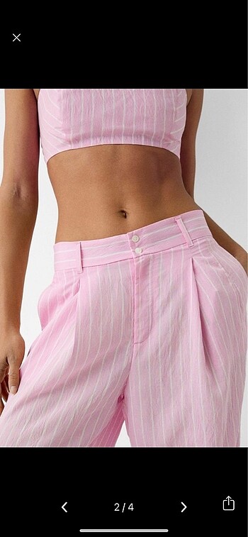 Bershka Çizgili wide leg pantolon