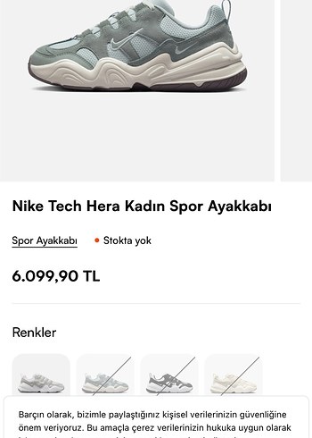 40 Beden Nike Tech Hera Gri Kadın Spor Ayakkabı