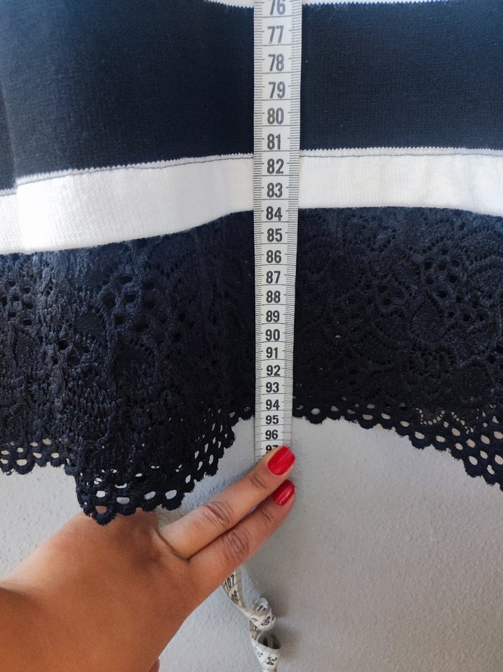 Çizgili Uzun Kollu Triko Elbise - Görsel 4