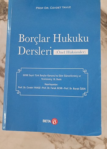 Borçlar Hukuku Dersleri - Özel Hükümler Kitabı