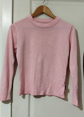 Pembe Uzun Kollu Kadın Triko Kazak