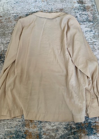 ZARA ÖN CEPLİ Bej Uzun Kollu Düğmeli Gömlek - Görsel 7