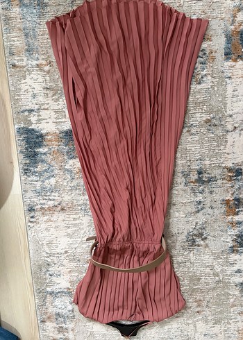 Zara Pembe Piliseli Uzun kemerli Elbise - Görsel 6