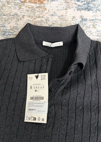 ZARA Saç Örgülü Gri Polo Yaka Kazak - Görsel 6