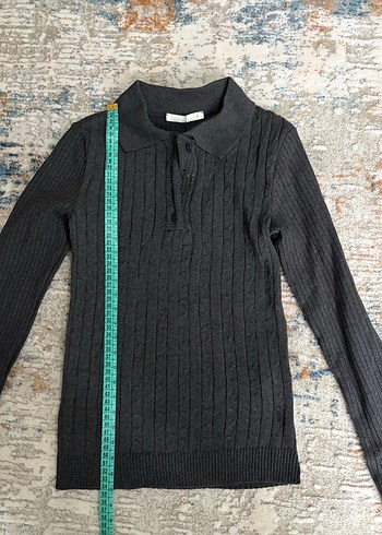 ZARA Saç Örgülü Gri Polo Yaka Kazak - Görsel 3