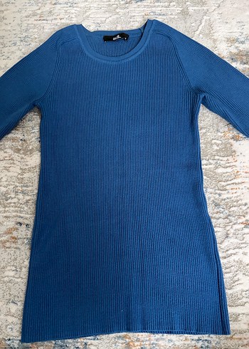 Adil Işık mavi Kısa Kollu Triko Kadın Kazak - Görsel 2