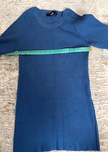 Adil Işık mavi Kısa Kollu Triko Kadın Kazak - Görsel 6