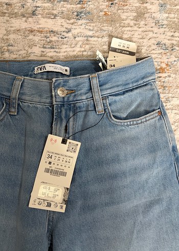 Zara yüksek bel wide leg Mavi Kadın kot pantolon - Görsel 5