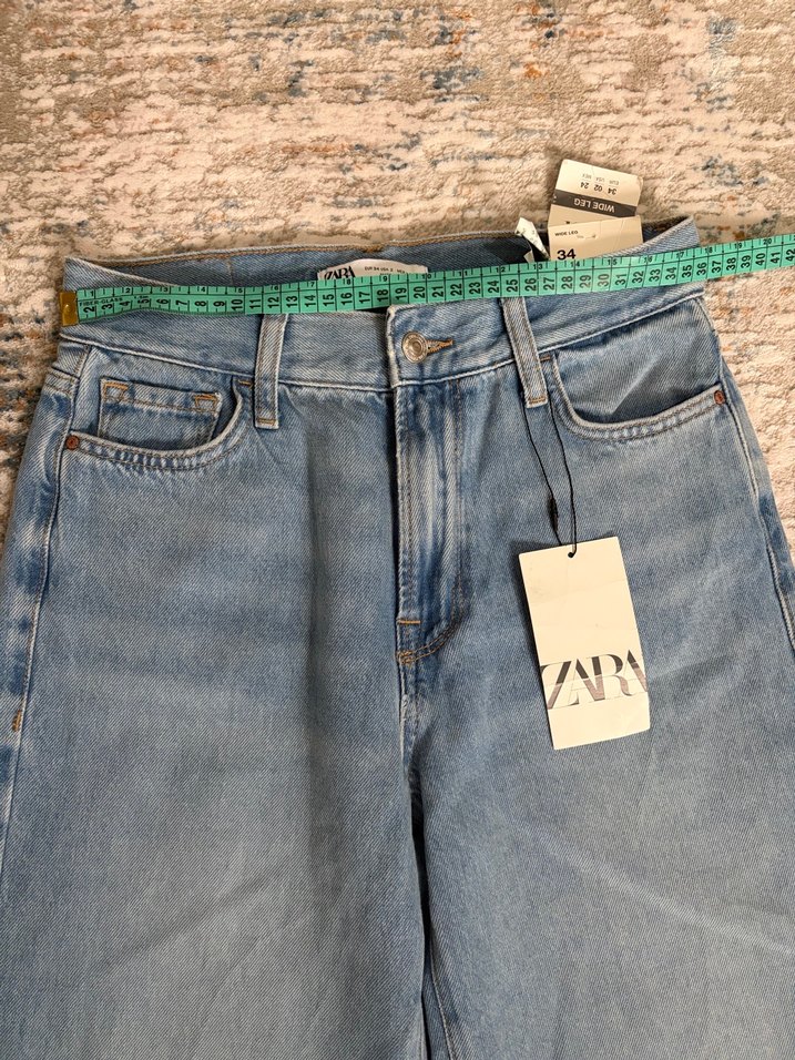 Zara yüksek bel wide leg Mavi Kadın kot pantolon - Görsel 2