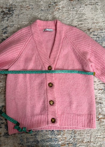 Zara Pembe V Yaka Örgü Kadın Hırka - Görsel 5