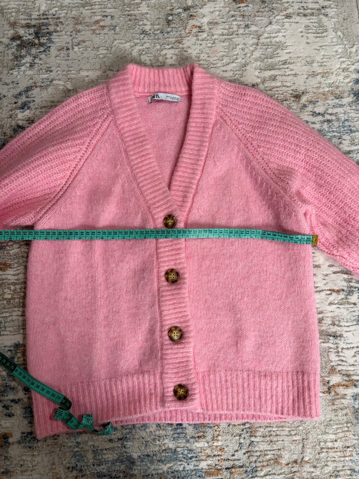 Zara Pembe V Yaka Örgü Kadın Hırka - Görsel 5