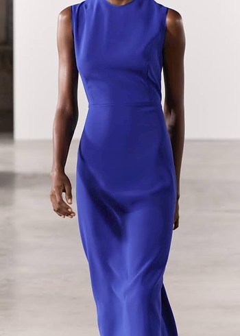 Zara Kadın Lacivert Uzun Kolsuz Elbise - Görsel 2