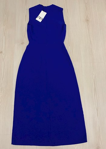 Zara Kadın Lacivert Uzun Kolsuz Elbise - Görsel 8