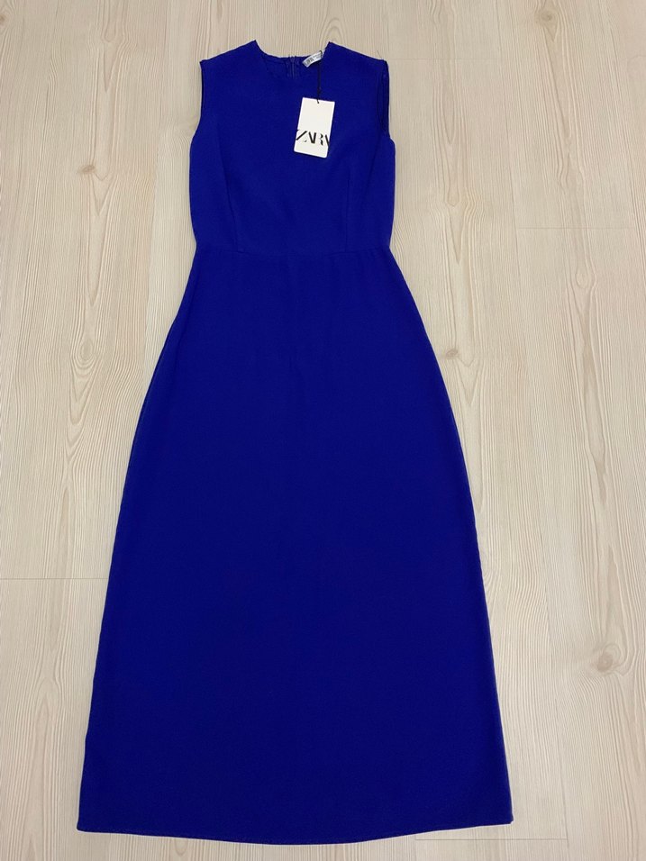 Zara Kadın Lacivert Uzun Kolsuz Elbise - Görsel 3